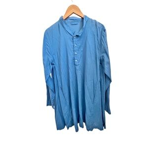 CP Shades Lagenlook Blue Lightweight Cotton Tunic Dress Coastal Size Large